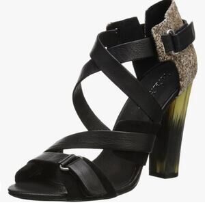 L.A.M.B Korry calf hair heels horn